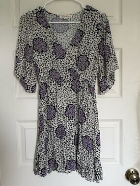 Rewind Cream and Purple Floral Mini Dress